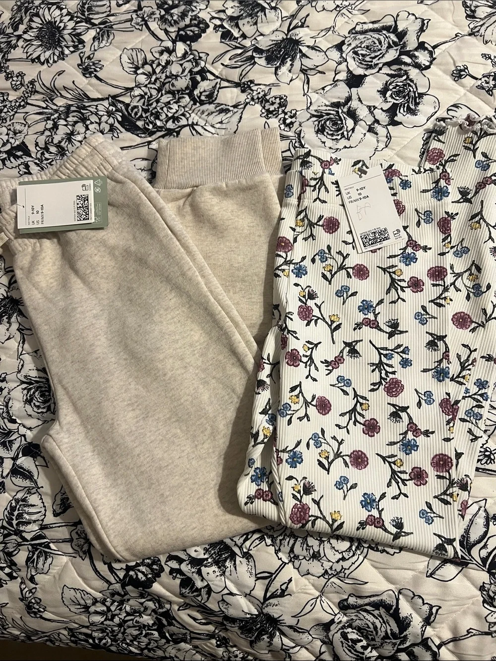 H&M Kids Cream Jogger Bottoms and Floral leggings